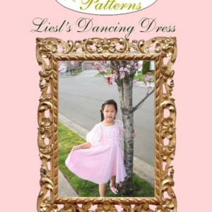 little girl wearing pink sound of music costume