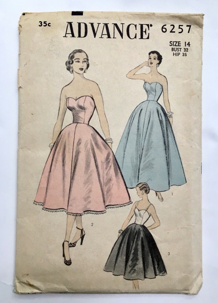 1950s BEAUTIFUL Strapless Evening Party Dress Pattern McCalls 5020
